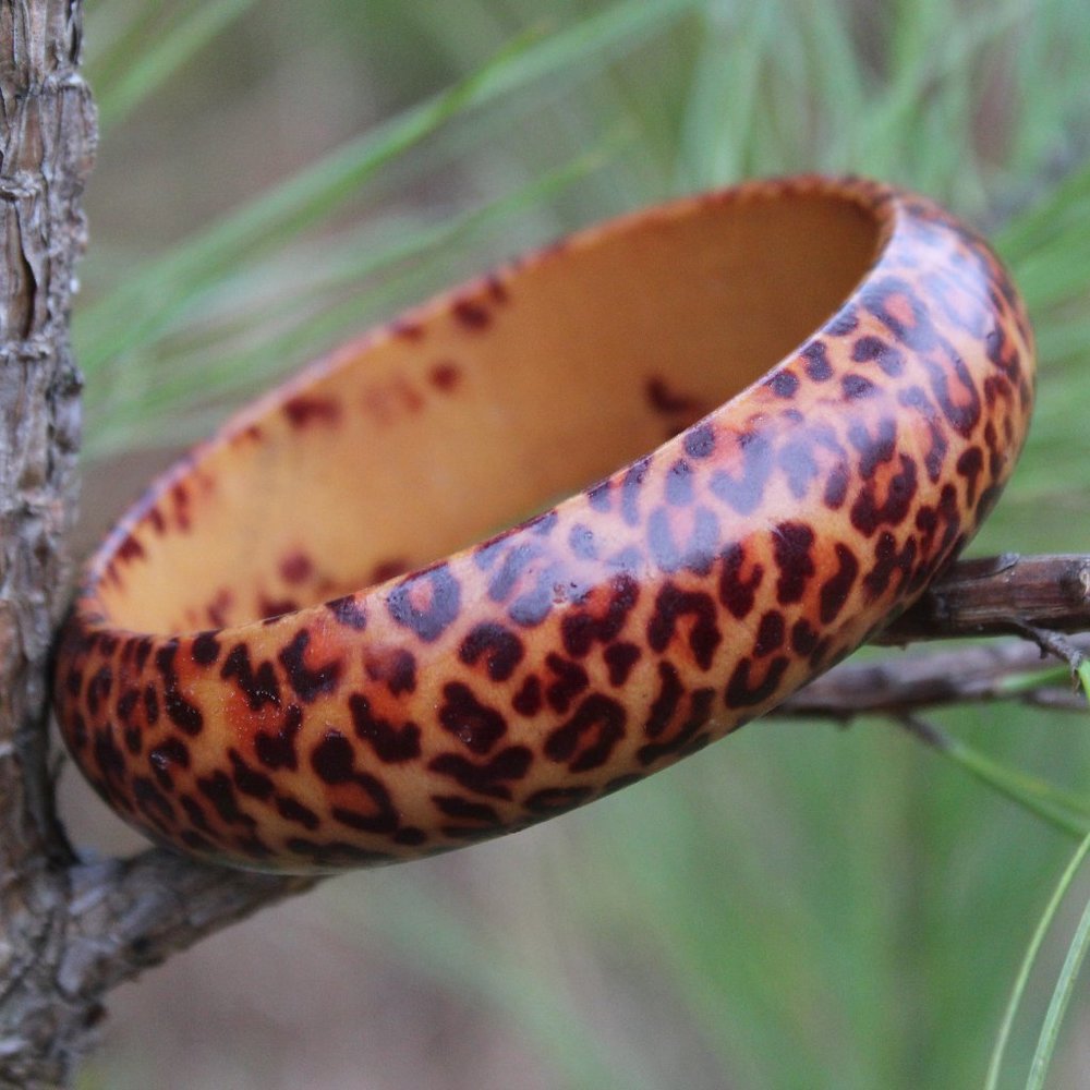 [5/$25] Wood Leopard Animal Print Bangle